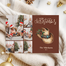 Western Cowboy Hat Weihnachts 6 Foto Feiertagskarte