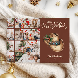 Western Cowboy Hat Weihnachts 8 Foto Feiertagskarte