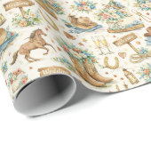 Western Cowboy Hochzeit Aquarell Muster Geschenkpapier (Rolleneckpunkt)