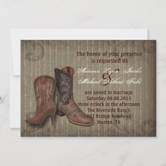 Western-Cowboy-Hochzeit Einladung (Rückseite)