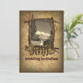 Western Cowboy Hochzeit Foto Einladung (Stehend Vorderseite)