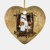 Western Cowboy Hochzeit Foto-Ornament Keramikornament (Hinten)