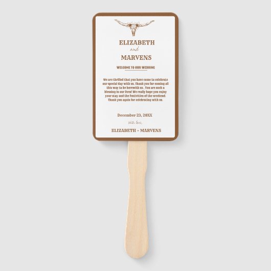 Western Cowboy Hochzeitstag Veranstaltungen Zeitle Fächer (Vorderseite)