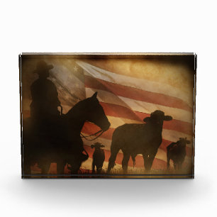 Western Cowboy Horse and Cattle Ranch Decke Fotoblock