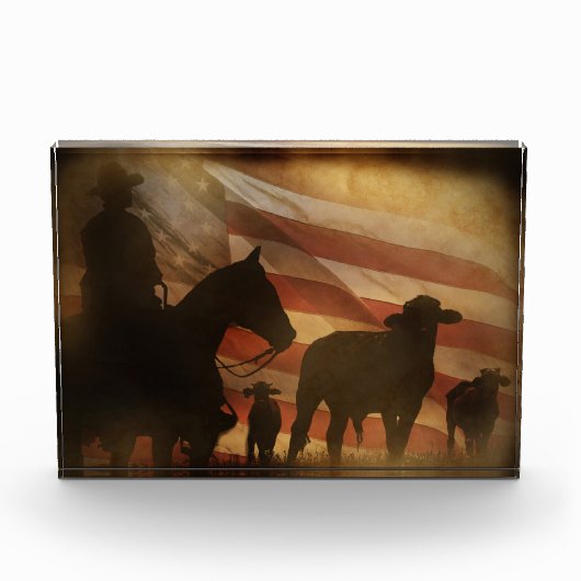 Western Cowboy Horse and Cattle Ranch Decke Fotoblock (Vorderseite)