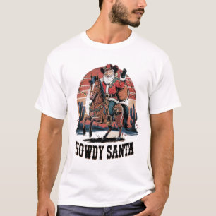 Western Cowboy Howdy Santa auf Horseback Weihnacht T-Shirt