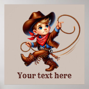 Western Cowboy-Jungen individuell anpassbar Poster