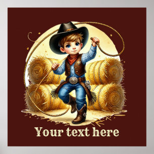 Western Cowboy-Jungen individuell anpassbar Poster