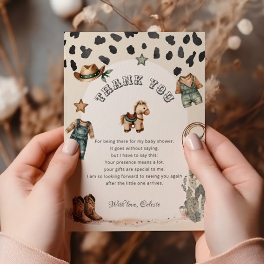 Western Cowboy Kleidung Kinderdusche Dankeskarte
