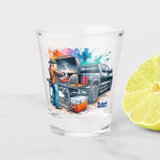 Western Cowboy Kochen GRILLEN Pit Custom Schnapsglas (Vorderseite)