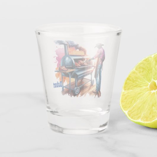 Western Cowboy Kochen GRILLEN Pit Custom Schnapsglas (Rückseite)