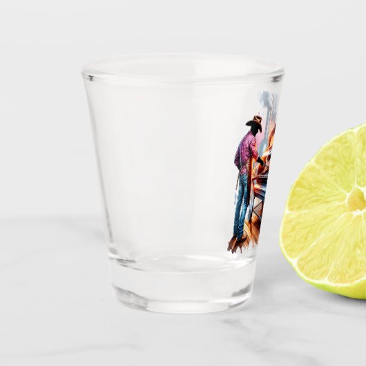 Western Cowboy Kochen GRILLEN Pit Custom Schnapsglas (Links)