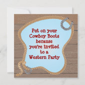 Western Cowboy Lasso Party Einladung (Rückseite)