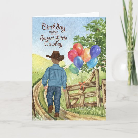 Western Cowboy mit Balloon Boy's Birthday Karte (Vorderseite)