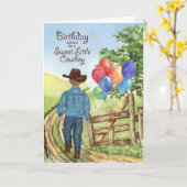 Western Cowboy mit Balloon Boy's Birthday Karte (Gelbe Blume)