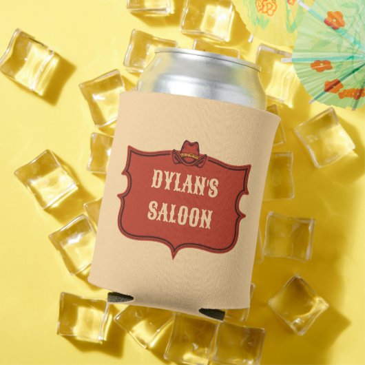 Western Cowboy Monogram Rustikaler Name Saloon Dosenkühler (In Situ Sommer)