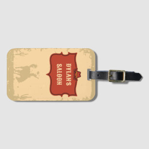Western Cowboy Monogram Rustikaler Name Saloon Gepäckanhänger