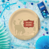 Western Cowboy Monogram Rustikaler Name Saloon Pappteller (Party)