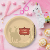 Western Cowboy Monogram Rustikaler Name Saloon Pappteller (Party)