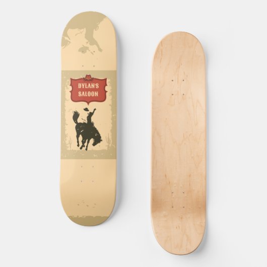 Western Cowboy Monogram Rustikaler Name Saloon Skateboard (Vorderseite)