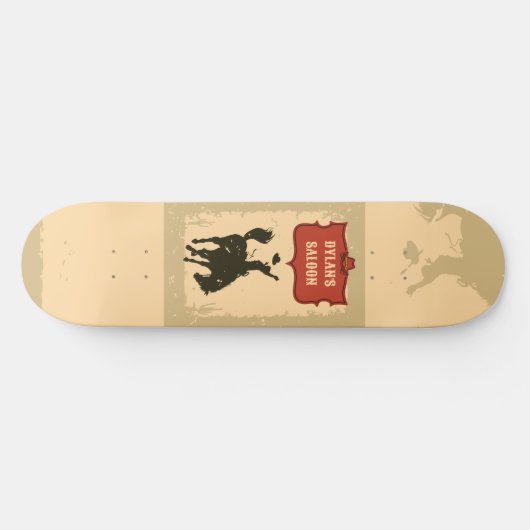 Western Cowboy Monogram Rustikaler Name Saloon Skateboard (Horizontal)