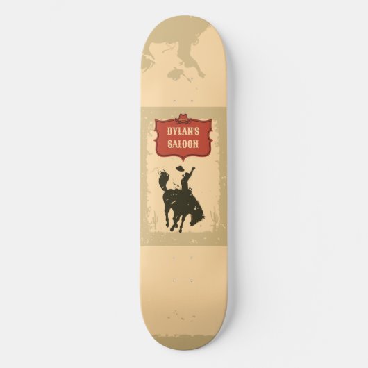 Western Cowboy Monogram Rustikaler Name Saloon Skateboard (Vorderseite)
