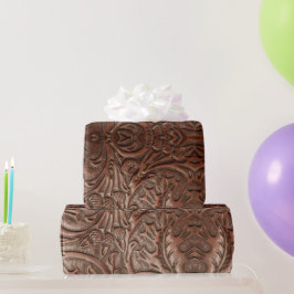 Western Cowboy-Naturstil aus geschliffenem Leder Geschenkpapier