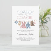 Western Cowboy oder Cowgirl Geschlecht Enthüllung Einladung (Stehend Vorderseite)