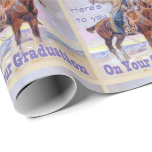 Western Cowboy on Horse Abschluss Toast Geschenkwr Geschenkpapier
