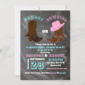Western Cowboy or Cowgirl Gender Reveal Party Einladung (Vorderseite)
