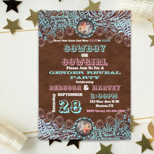 Western Cowboy or Cowgirl Gender Reveal Party Einladung
