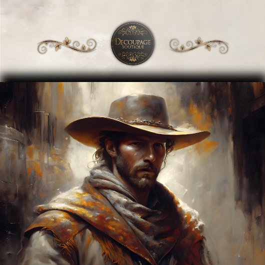 Western Cowboy Portrait Art Decoupage Seidenpapier