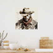 Western Cowboy Portrait Malerei Historische Pferde Poster (Küche)