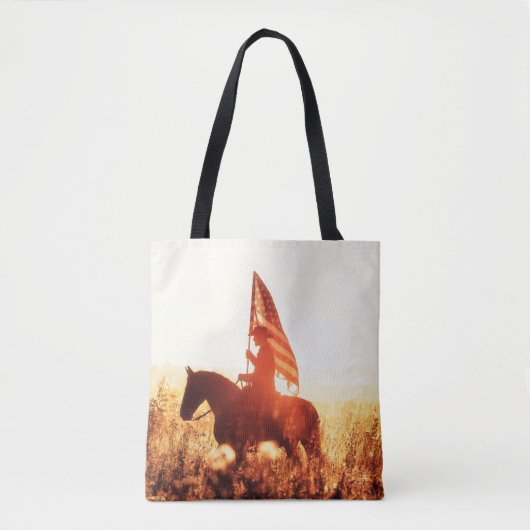 Western - Cowboy-Portrait mit US-Flagge Tasche (Vorderseite)