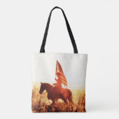 Western - Cowboy-Portrait mit US-Flagge Tasche (Rückseite)