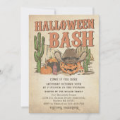 Western Cowboy Pumpkin Halloween Bash Party Einladung (Vorderseite)