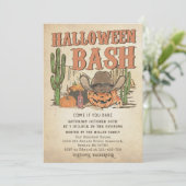 Western Cowboy Pumpkin Halloween Bash Party Einladung (Stehend Vorderseite)