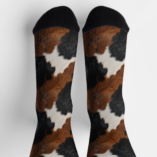 Western Cowboy Ranch Cowhide Pattern Socken (Oben)