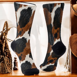 Western Cowboy Ranch Cowhide Pattern Socken