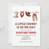 Western Cowboy Red Baby Dusche Einladung (Vorderseite)