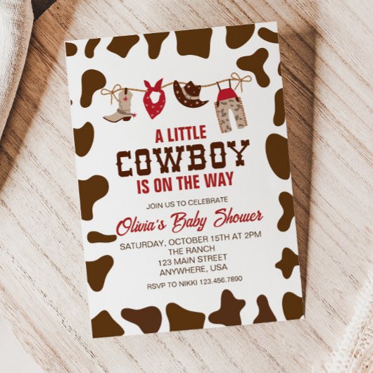Western Cowboy Red Baby Dusche Einladung