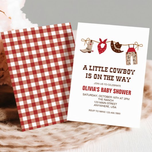 Western Cowboy Red Baby Dusche Einladung