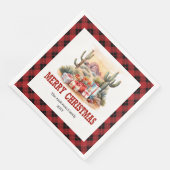 Western Cowboy Red Plaid Christmas Napkins Serviette (Ecke)