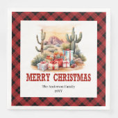 Western Cowboy Red Plaid Christmas Napkins Serviette (Vorderseite)