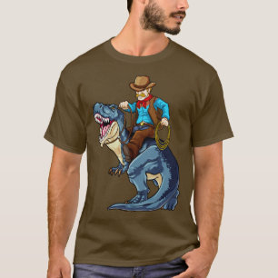 Western Cowboy Riding T Rex Dinosaur Wild West Din T-Shirt
