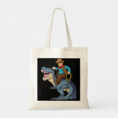 Western Cowboy Riding T Rex Dinosaur Wild West Din Tragetasche (Rückseite)