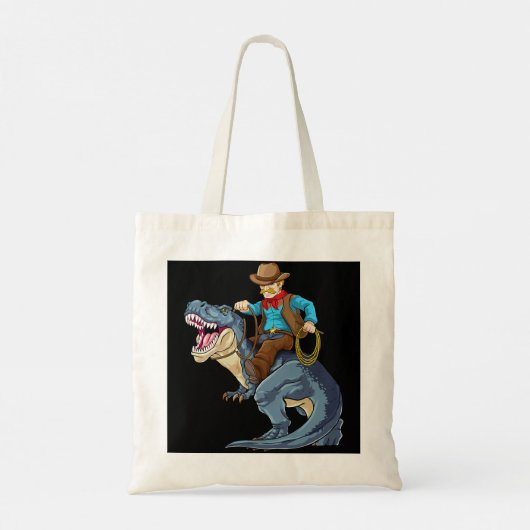 Western Cowboy Riding T Rex Dinosaur Wild West Din Tragetasche (Rückseite)