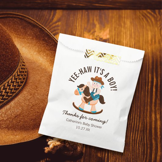 Western Cowboy Rocking Horse Boy Babydusche Geschenktütchen