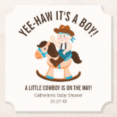 Western Cowboy Rocking Horse Boy Babydusche Untersetzer (Vorderseite)