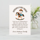 Western Cowboy Rocking Horse Boy Geburtstag Dankeskarte (Stehend Vorderseite)